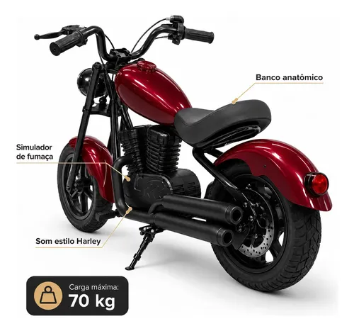 Moto Elétrica Foston X1 Infantil 24v 160w Bluetooth Chopper