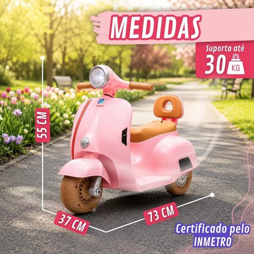 Moto Elétrica Infantil Scooter 6v Recarregável Com Luz E Som Rosa