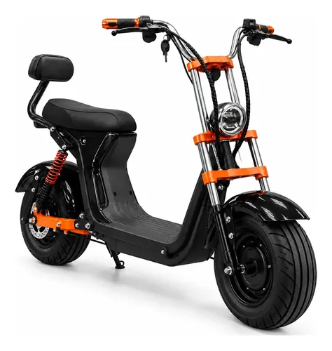 Moto eletrica scooter 1000w 48v adulto chopper preta 32kmh