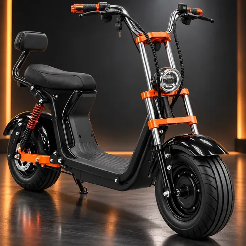 Moto Elétrica Scooter 1000w 48v Adulto Chopper Preta 32km/h
