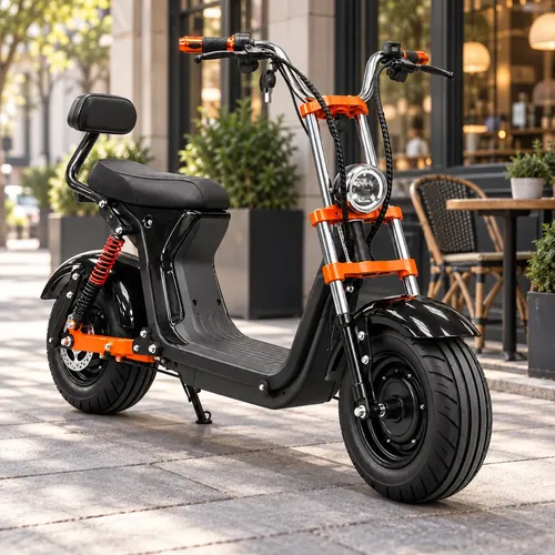 Moto Elétrica Scooter 1000w 48v Adulto Chopper Preta 32km/h