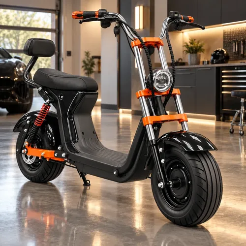 Moto Elétrica Scooter 1000w 48v Adulto Chopper Preta 32km/h