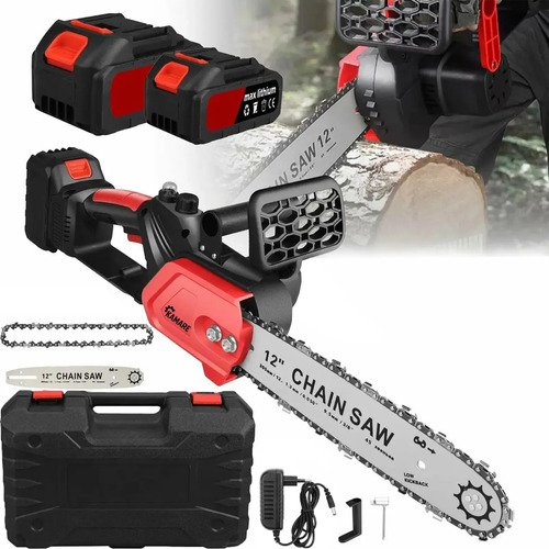Moto serra eletrica 12 polegadas 2 baterias 48v portatil rec