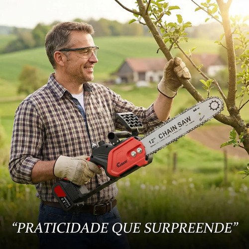Moto Serra Elétrica 12 Polegadas 2 Baterias 48v Portátil Recarregável Profissional Kamare