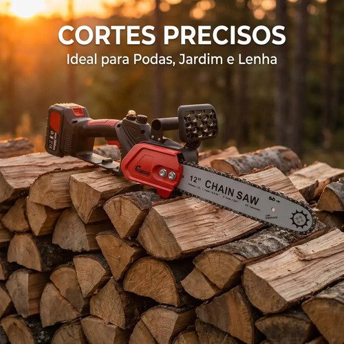 Moto Serra Elétrica 12 Polegadas 2 Baterias 48v Portátil Recarregável Profissional Kamare