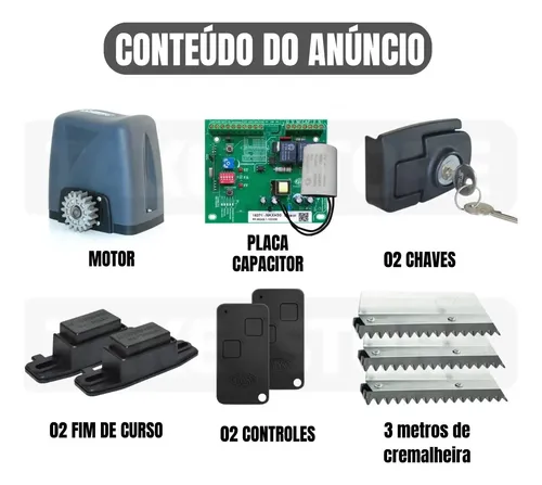 Motor Portão Rossi Dz Nano Turbo 36 C/ Cremalheira 3m 600kg