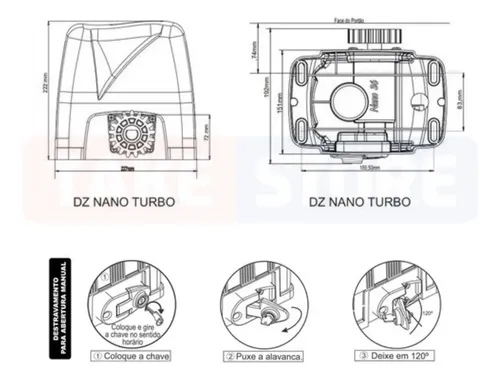Motor Portão Rossi Dz Nano Turbo 36 C/ Cremalheira 3m 600kg
