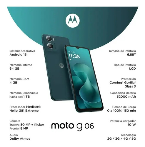 Motorola Moto G06 64gb - 4gb RAM azul