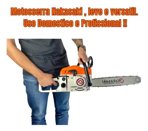 Motosserra 78cc Potente Profissional Nakasaki Sabre 22pol Cor Laranja