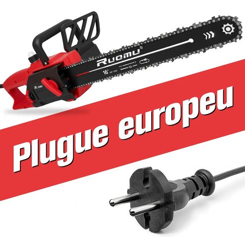 Motosserra Elétrica 16 Polegadas 3200W Com Fio Para Madeira