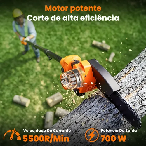 Motosserra + Tesoura Elétrica C/2 Baterias Recarregável 48v