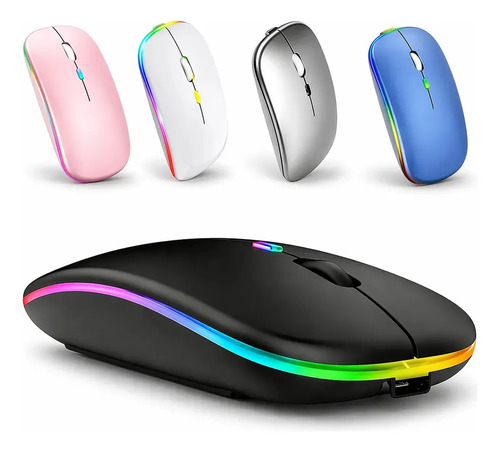 Mouse Bluetooth + 2.4ghz Dupla Conexao Recarregável Silencio Prateado