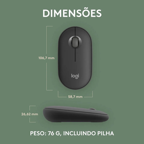 Mouse sem fio Logitech Pebble 2 M350s - Grafite