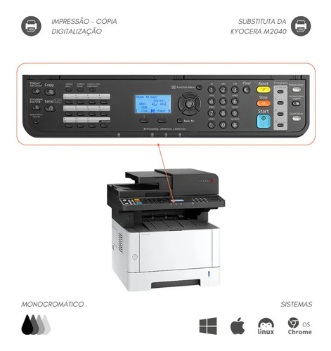 Multifuncional Kyocera Ecosys Ma4000xl Ma4000x Laser Mono Cor Branco