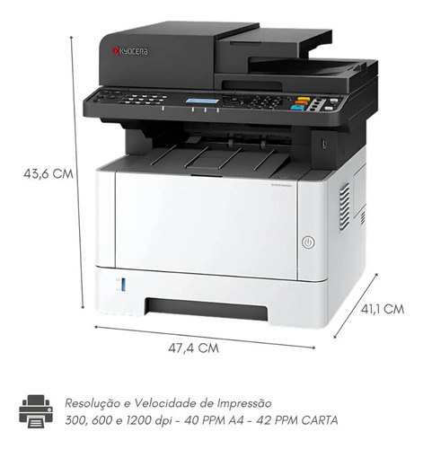 Multifuncional Kyocera Ecosys Ma4000xl Ma4000x Laser Mono Cor Branco