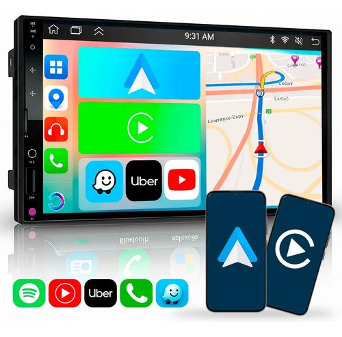 Multimidia 7 polegadas carplay android auto sem fio mp5 rs 7