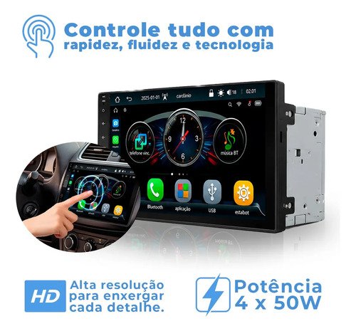 Multimídia 7 Polegadas Carplay Android auto sem fio Mp5 Rs-7007br 7 cor preto