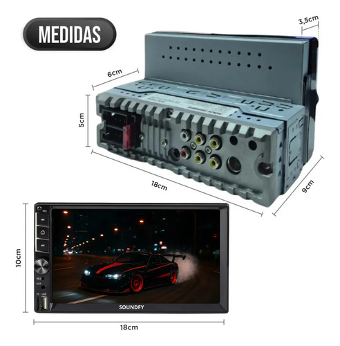 Multimídia Universal Soundfy Mp5 1 Din 7 Tela Capacitiva Preto