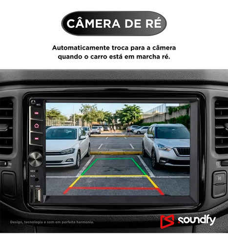 Multimídia Universal Soundfy Mp5 1 Din 7 Tela Capacitiva Preto