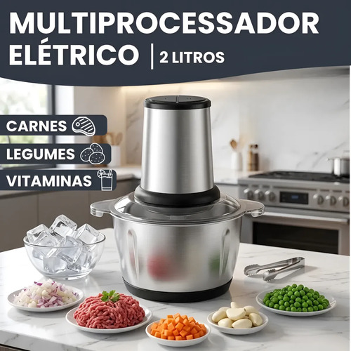 Multiprocessador alimento moedor triturador eletrico 2l inox