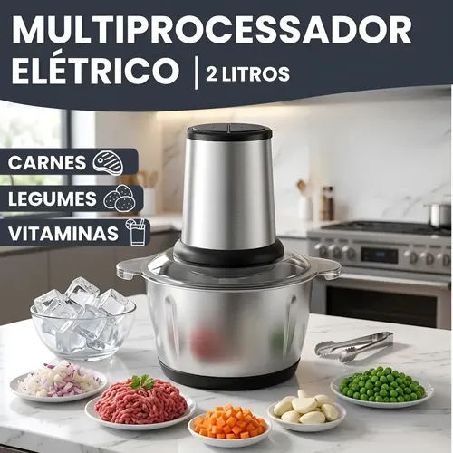 Multiprocessador alimento moedor triturador eletrico 2l inox