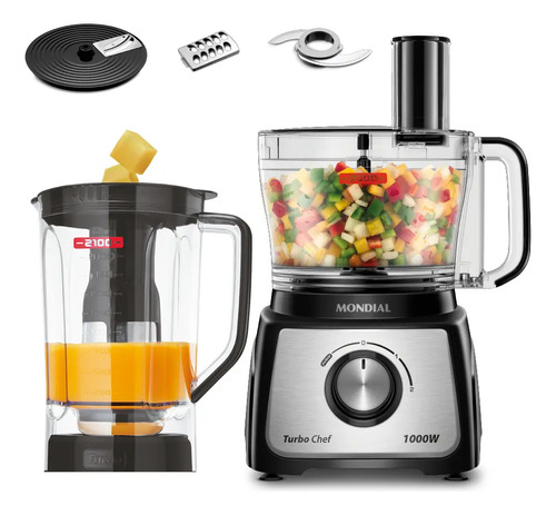 Multiprocessador turbo chef 5 em 1 mondial 1000w mpn 01 b 1