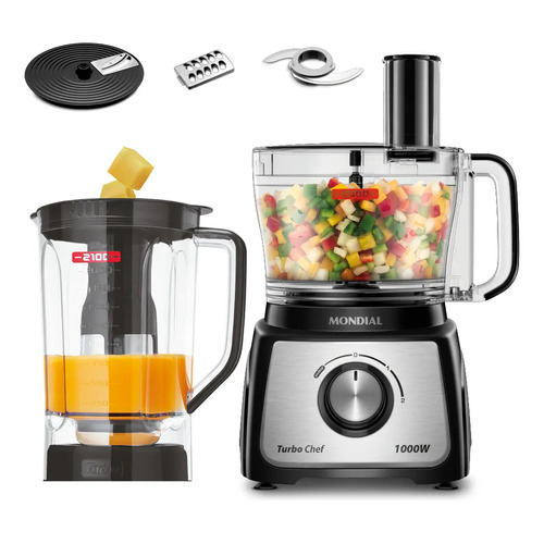 Multiprocessador turbo chef 5 em 1 mondial 1000w mpn 01 b 1