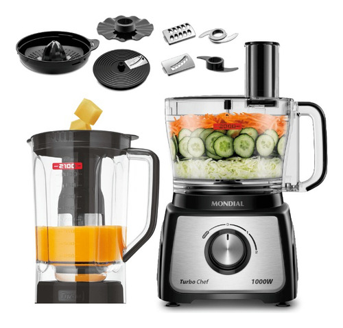 Multiprocessador turbo chef 9 em 1 mondial 1000w mpn 01 bf