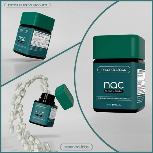 NAC 600mg - Fórmula Exclusiva com Máxima Concentração e Pureza - N-Acetil L-Cisteína - 60 Cápsulas