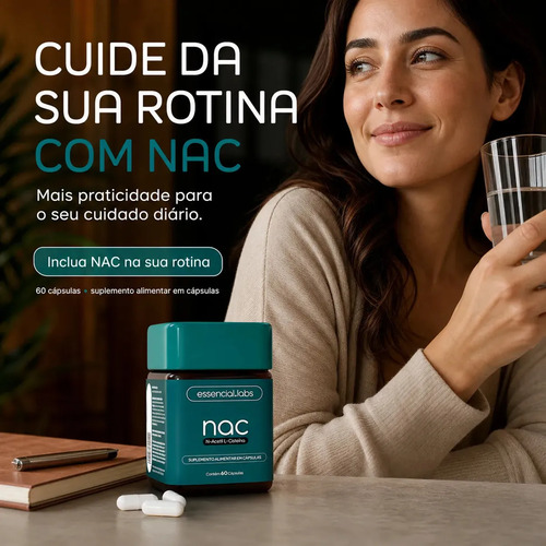 NAC 600mg - Fórmula Exclusiva com Máxima Concentração e Pureza - N-Acetil L-Cisteína - 60 Cápsulas