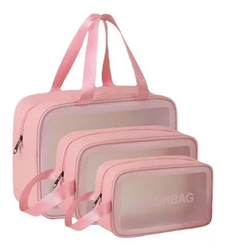 Necessaire sem genero washbag kit necessaires rosa liso