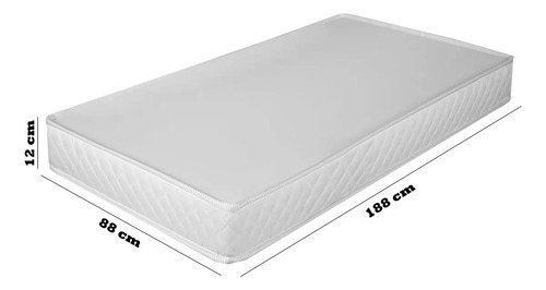Neloja colchão Premium Moderno Luxo espuma D33 conforto 188x88x12cm tamanho solteiro quarto infantil criança macio cor branco