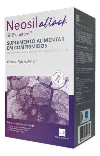 Neosil attack cabelo pele e unhas 90 comprimidos sabor sem s
