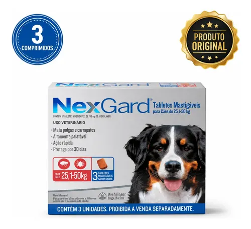 Nexgard antipulgas e carrapatos 251 a 50 kg 3 comprimidos