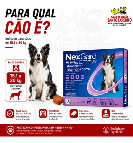 Nexgard Spectra 15,1 A 30kg Antipulgas Carrapato 1 Tablete