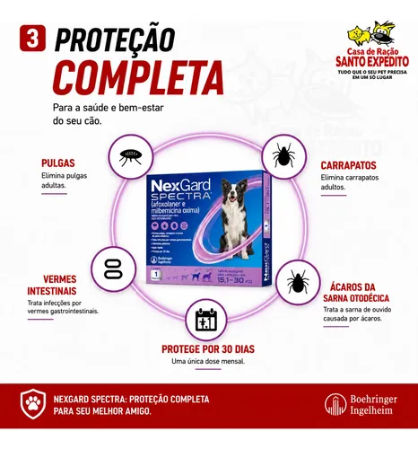 Nexgard Spectra 15,1 A 30kg Antipulgas Carrapato 1 Tablete