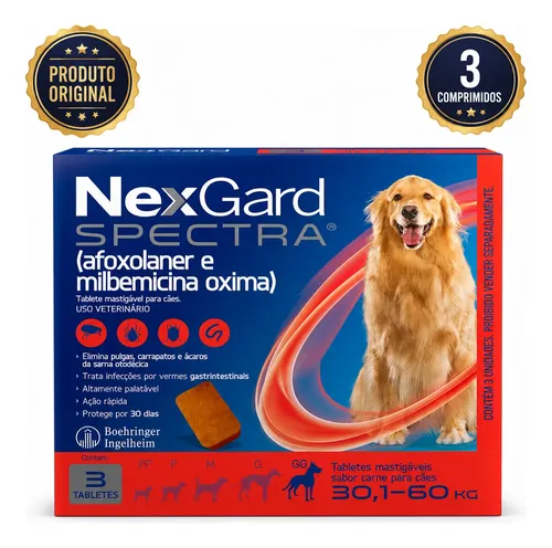 Nexgard spectra antipulgas para caes 301 a 60kg 3 tabletes