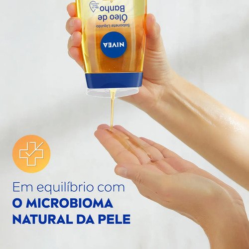 NIVEA Sabonete Líquido Óleo de Banho 200ml, Limpeza Corporal, Pele Macia, 55% Óleos Naturais, Sensação Hidratante