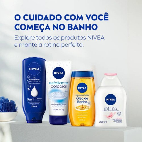 NIVEA Sabonete Líquido Óleo de Banho 200ml, Limpeza Corporal, Pele Macia, 55% Óleos Naturais, Sensação Hidratante