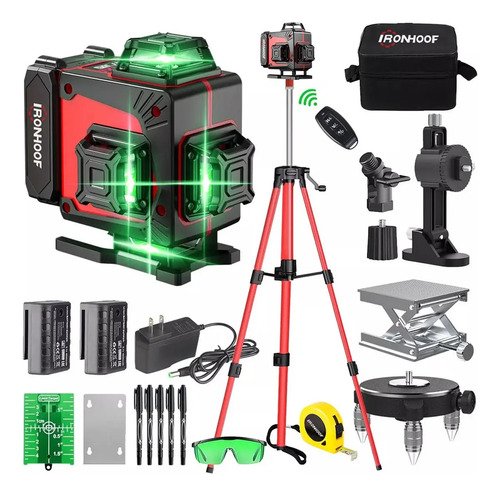 Nivel laser 16 linhas com tripe verde 360 30m 2 bateria