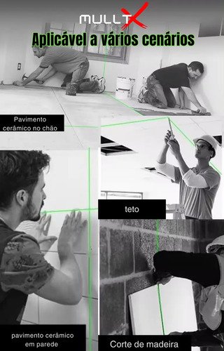 Nível Laser 4D MULLTX 16 Linhas Verde Recarregável 30m com Maleta e 4 Baterias