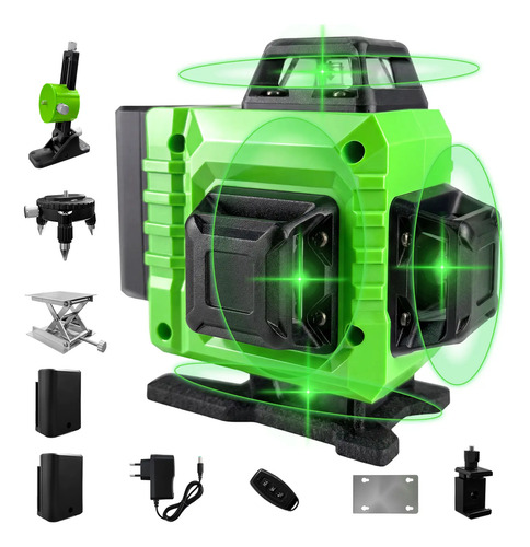 Nivel laser verde 16 linhas 360 autonivelante 2 baterias