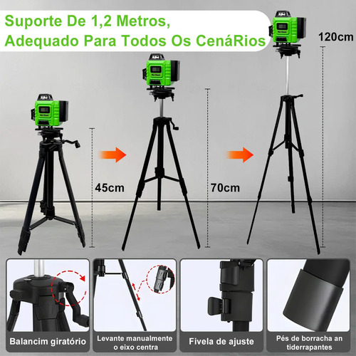 Nível Laser Verde 16 Linhas War Shark 2 Bateria+1.2m Tripé