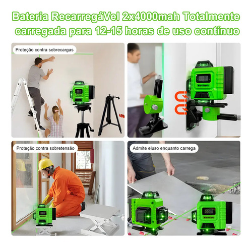 Nível Laser Verde 16 Linhas War Shark 2 Bateria+1.2m Tripé