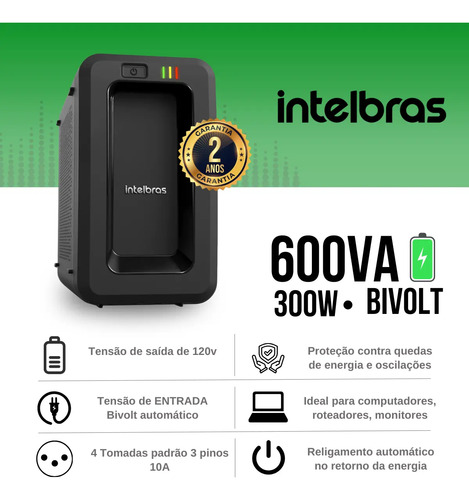 Nobreak Intelbras Attiv 600va 300w Bivolt Garantia 2 Anos