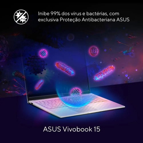 Notebook ASUS Vivobook 15, Intel Core i5 1334U 1,3 GHz, 8GB Ram, 256GB SSD, KeepOS Linux, Tela 15,6" FHD, Cool Silver - X1504VA-NJ1739