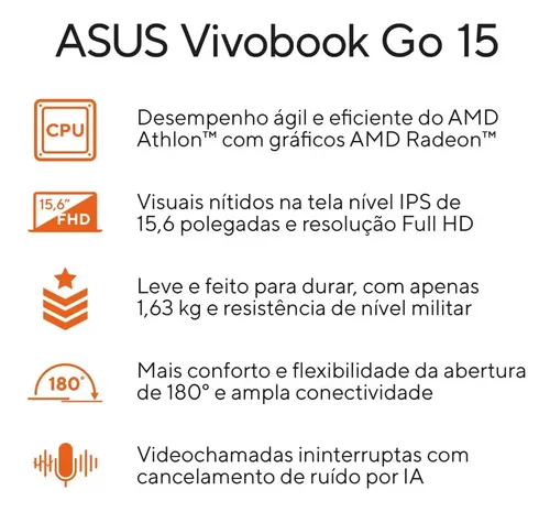 Notebook Asus Vivobook Go 15 Bq5314ws Athlon 4gb 128gb W11