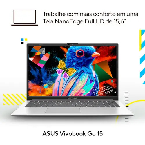 Notebook Asus Vivobook Go E1504GA Intel Core I3 N305 4Gb Ram 256Gb Ssd Linux Keepos Tela 15,6 Fhd Silver - Nj447