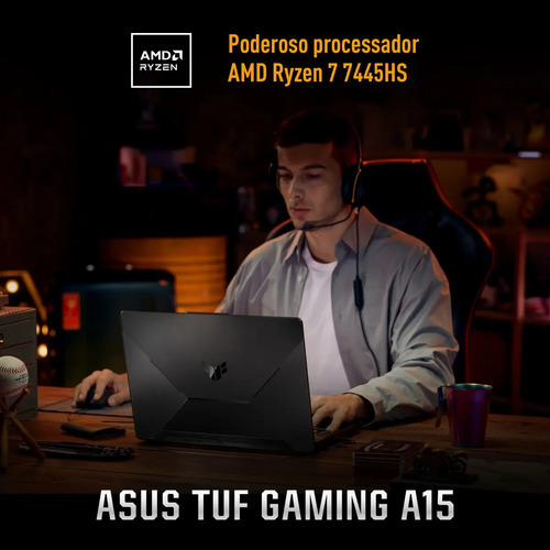 Notebook Gamer ASUS TUF Gaming A15, AMD RYZEN 7, RTX 3050, 8GB RAM, 512GB SSD, Linux KeepOS, Graphite Black - FA506NCG-HN216