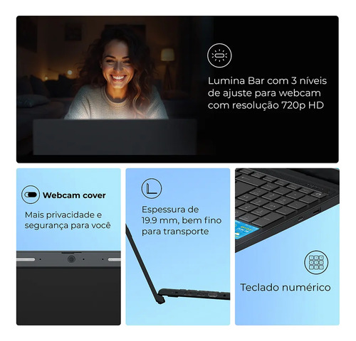 Notebook Positivo Vision C15M Intel Celeron N4500 Windows 11 Home 4GB RAM 128GB eMMC Tela 15" Full HD IPS Antirreflexo - Minitela e Tecla Copilot - Cinza